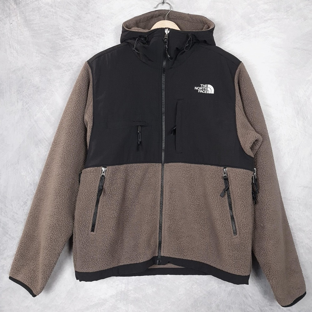 The North Face Jacket Mens Small Brown Black Sherpa Fleece Hooded Denali